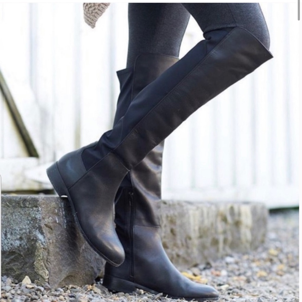 J. Jill Gee Wawa Leather & Stretch Riding Boots In Black | 9